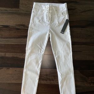 White Hudson high rise lace-up Jeans!!